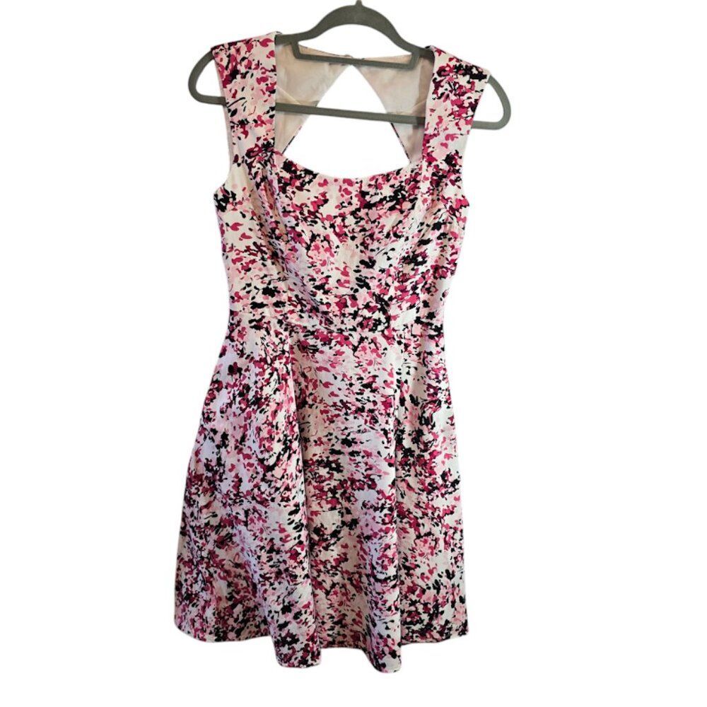 WHITE HOUSE BLACK MARKET SLEEVELESS LINED PARTY DRESS SIZE 4 PINK BLACK WHITE